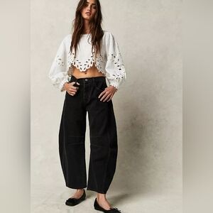 Free People We The Free Lucky You Mid Rise Barrel Jeans Size 32 Long